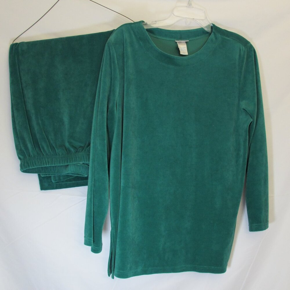 Vicki Wayne green velour pant set PXL